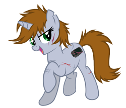 Size: 8368x7209 | Tagged: safe, artist:aborrozakale, oc, oc only, oc:littlepip, pony, unicorn, fallout equestria, g4, absurd resolution, fanfic, fanfic art, female, hooves, horn, mare, open mouth, raised hoof, scar, simple background, solo, transparent background, vector