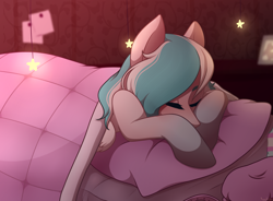 Size: 3400x2505 | Tagged: safe, artist:kannakiller, oc, oc only, oc:foxyhollows, pegasus, pony, bed, blanket, cute, eyes closed, female, high res, mare, pillow, sleeping, solo