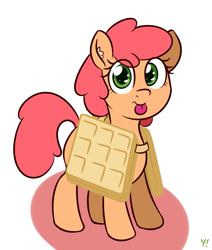 Size: 1345x1585 | Tagged: safe, artist:yakoshi, oc, oc only, oc:wafflecakes, earth pony, pony, :p, cute, female, food, looking at you, mare, simple background, solo, tongue out, waffle, white background