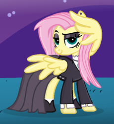 Size: 480x521 | Tagged: safe, artist:grapefruitface1, artist:quasdar, artist:thetechnocat, fluttershy, pegasus, pony, fake it 'til you make it, g4, base used, female, fluttergoth, outdoors, show accurate, solo