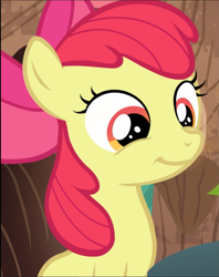 Size: 743x939 | Tagged: safe, screencap, apple bloom, earth pony, pony, g4, on your marks, adorabloom, apple bloom's bow, bow, cropped, cute, female, filly, hair bow, smiling, solo
