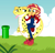 Size: 2511x2389 | Tagged: safe, artist:emeraldblast63, ray, sunset shimmer, yoshi, equestria girls, g4, clothes, cosplay, costume, crossover, high res, male, mario, mushroom kingdom, nintendo, pipe (plumbing), super mario, super mario world