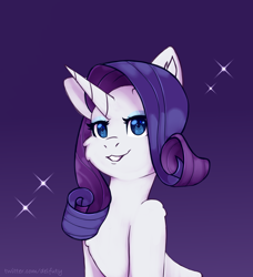 Size: 1890x2070 | Tagged: safe, artist:pandoraqueens, rarity, pony, unicorn, g4, cheek fluff, chest fluff, cute, ear fluff, female, looking at you, mare, purple background, raribetes, shoulder fluff, simple background, smiling, solo