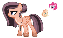 Size: 1024x628 | Tagged: safe, artist:sapphiretwinkle, pinkie pie, oc, oc:peach melba, pegasus, pony, g4, base used, female, magical lesbian spawn, mare, offspring, parent:oc:peach melba, parent:pinkie pie, parents:canon x oc, simple background, transparent background