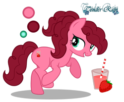 Size: 1280x1056 | Tagged: safe, artist:tenderrain-art, oc, oc only, oc:strawberry stream, earth pony, pony, female, mare, offspring, parent:cheese sandwich, parent:pinkie pie, parents:cheesepie, simple background, solo, transparent background