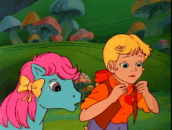 Size: 640x480 | Tagged: safe, screencap, bow tie (g1), megan williams, earth pony, human, g1, rescue at midnight castle, animated, female, mare, rainbow of light, sound, webm