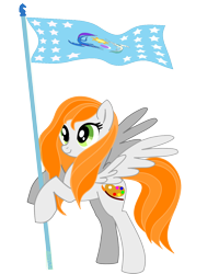 Size: 1208x1512 | Tagged: safe, artist:agdistis, oc, oc only, oc:ginger peach, pegasus, pony, /mlp/, butt, drawthread, flag of equestria, green eyes, orange hair, pegasus oc, plot, simple background, solo, transparent background, wings