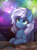 Size: 1393x1900 | Tagged: safe, alternate version, artist:falafeljake, oc, oc only, oc:vesperal breeze, pegasus, pony, book, chest fluff, daydream, ear fluff, female, mare, nebula, paper, psychic powers, solo, starfield, table