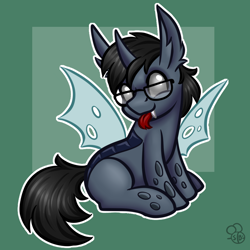 Size: 1024x1024 | Tagged: safe, artist:sabrib, oc, oc only, oc:tinker doo, changeling, changelingified, glasses, male, solo, species swap, tongue out