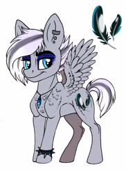 Size: 2844x3912 | Tagged: safe, artist:celestial-rainstorm, oc, oc only, oc:ophelia moon, pegasus, pony, female, high res, mare, offspring, parent:double diamond, parent:night glider, parents:nightdiamond, simple background, solo, spiked wristband, white background, wristband