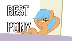 Size: 1024x590 | Tagged: safe, artist:lan wu, oc, oc only, oc:文毛, earth pony, pony, base used, best pony, chair, crossed legs, downvote bait, female, hooves on the table, literally who, mare, op is trying too hard, smug, solo, table, welcome home twilight