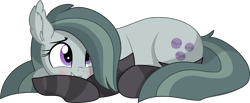 Size: 9935x4094 | Tagged: safe, artist:cyanlightning, marble pie, earth pony, pony, g4, .svg available, absurd resolution, blushing, clothes, cute, daaaaaaaaaaaw, ear fluff, female, marblebetes, mare, prone, simple background, socks, solo, striped socks, transparent background, vector, weapons-grade cute