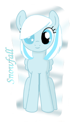 Size: 666x1168 | Tagged: safe, artist:invader-zil, oc, oc only, oc:snowfall, pegasus, pony, blind eye, looking at you, offspring, parent:oc:snowdrop, pegasus oc, simple background, solo, transparent background, wings