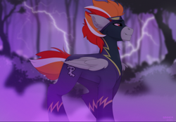 Size: 1919x1337 | Tagged: source needed, safe, artist:sinner_png, oc, oc:claustrum, pegasus, pony, clothes, commission, costume, male, pegasus oc, shadowbolts, shadowbolts costume, solo, stallion, wings, ych result