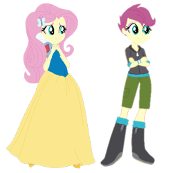 Size: 2289x2289 | Tagged: safe, edit, fluttershy, scootaloo, equestria girls, g4, high res, maggie vera, simple background, snow white, transparent background