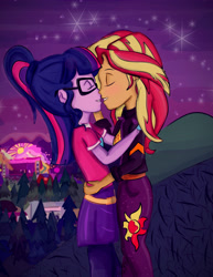 Size: 2550x3300 | Tagged: safe, artist:samyvillaly, sci-twi, sunset shimmer, twilight sparkle, equestria girls, equestria girls series, g4, sunset's backstage pass!, spoiler:eqg series (season 2), female, festival, high res, lesbian, music festival outfit, ship:sci-twishimmer, ship:sunsetsparkle, shipping