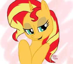 Size: 2904x2543 | Tagged: safe, artist:dawnbrightglint, derpibooru exclusive, sunset shimmer, pony, unicorn, g4, bedroom eyes, cute, female, high res, shimmerbetes, solo