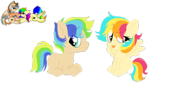 Size: 1280x672 | Tagged: safe, artist:rainbowtashie, artist:unoriginai, oc, oc:azure spice, oc:cinnamon spectrum, oc:rainbow tashie, oc:spicy cider, earth pony, pegasus, pony, adorable face, blank flank, children, colt, commissioner:bigonionbean, couple, cute, daaaaaaaaaaaw, female, filly, fusion, fusion:braeburn, fusion:wind waker, male, next generation, oc x oc, offspring, royalty, shipping, simple background, straight, tongue out, transparent background