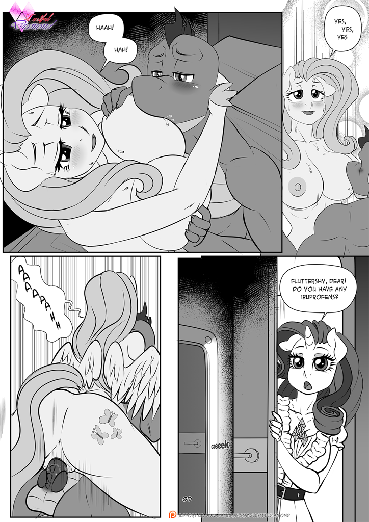 spike, dragon, pegasus, unicorn, anthro, comic:flutterlie, comic:lustful di...