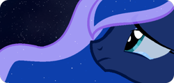 Size: 1006x477 | Tagged: safe, artist:original-lunar, princess luna, g4, hijo de la luna, sad, teary eyes