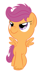 Size: 500x850 | Tagged: safe, artist:furreon, scootaloo, pegasus, pony, g4, cute, cutealoo, female, filly, simple background, solo, transparent background