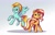 Size: 2048x1325 | Tagged: safe, artist:ohjeetorig, lightning dust, sunset shimmer, pegasus, pony, unicorn, g4, commission, confident, duo, duo female, female, flying, looking at each other, no source available, official fan art, smug