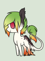 Size: 195x263 | Tagged: safe, artist:glitterring, oc, oc only, earth pony, pony, ear fluff, earth pony oc, hoof fluff, leonine tail, simple background, smiling, solo