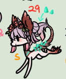 Size: 132x157 | Tagged: safe, artist:glitterring, oc, oc only, earth pony, pony, chibi, cropped, earth pony oc, female, floral head wreath, flower, hoof fluff, leonine tail, mare, offscreen character, simple background, text