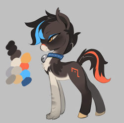 Size: 1017x1011 | Tagged: safe, artist:apple_nettle, oc, oc only, oc:onyx serenade, hippogriff, bell, chest fluff, collar, female, hippogriff oc, reference sheet, simple background, solo