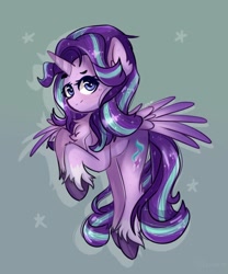 Size: 1280x1537 | Tagged: safe, artist:muna, starlight glimmer, alicorn, pony, g4, alicornified, female, looking at you, race swap, smiling, solo, starlicorn
