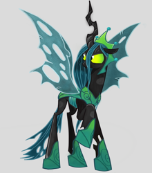 Size: 1500x1705 | Tagged: safe, artist:secury, queen chrysalis, changeling, changeling queen, g4, my little pony: friendship is magic, the ending of the end, colored, crown, female, gray background, jewelry, regalia, simple background, ultimate chrysalis, wings