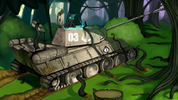 Size: 1920x1080 | Tagged: safe, artist:empressbridle, changeling, equestria at war mod, everfree forest, hearts of iron 4, magic, military uniform, panther (tank), tank (vehicle), vine