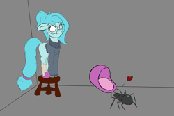 Size: 6000x4000 | Tagged: safe, oc, oc only, oc:whispy slippers, earth pony, pony, spider, absurd resolution, clothes, female, glasses, mare, slippers, solo, stool, sweater, turtleneck