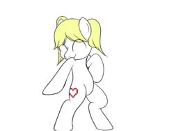 Size: 640x480 | Tagged: safe, artist:trash anon, oc, oc only, oc:philia, pony, animated, bipedal, cute, cutie mark, dancing, eyes closed, female, filly, hooves to the chest, hopping, ocbetes, pigtails, smiling