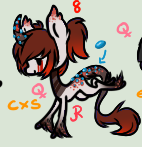 Size: 142x147 | Tagged: safe, artist:glitterring, oc, oc only, pony, unicorn, blood, chibi, crying, curved horn, female, hoof fluff, horn, leonine tail, mare, offscreen character, simple background, tears of blood, unicorn oc