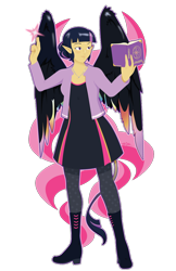 Size: 792x1224 | Tagged: safe, artist:willoillo, twilight sparkle, human, g4, book, female, humanized, simple background, solo, transparent background