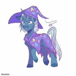 Size: 1024x1024 | Tagged: safe, artist:xxparadoxponyxx, trixie, pony, unicorn, g4, cape, clothes, cloven hooves, female, hat, mare, simple background, solo, trixie's cape, trixie's hat, white background