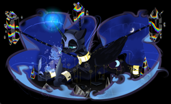 Size: 2047x1241 | Tagged: safe, artist:togeticisa, nightmare moon, princess luna, alicorn, ghost, pony, undead, g4, chains, crying, crystal, female, filly, imprisoned, injured, mare, regret, s1 luna, woona, younger
