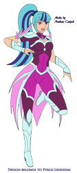 Size: 1382x3078 | Tagged: safe, artist:pyrus-leonidas, part of a set, sonata dusk, human, series:mortal kombat:defenders of equestria, g4, armor, boots, clothes, crossover, female, gauntlet, high heel boots, humanized, legs, looking at you, mortal kombat, open mouth, shoes, simple background, solo, transparent background, video game crossover, woman