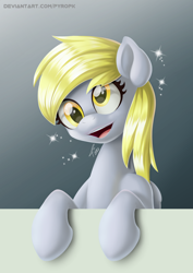 Size: 700x989 | Tagged: safe, artist:pyropk, derpy hooves, pegasus, pony, g4, bust, cute, derpabetes, female, open mouth, solo