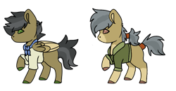 Size: 891x465 | Tagged: safe, artist:colacan-dy, artist:jaysey, artist:mist-the-loner, oc, oc:deep wilderness, oc:tropic treasure, earth pony, pegasus, pony, icey-verse, bandana, base used, brother and sister, clothes, female, male, mare, markings, multicolored hair, offspring, parent:daring do, parent:doctor caballeron, parents:daballeron, raised hoof, shirt, siblings, simple background, stallion, transparent background, unshorn fetlocks