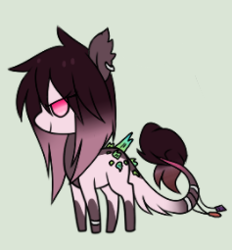 Size: 237x255 | Tagged: safe, artist:glitterring, oc, oc only, earth pony, pony, chibi, ear piercing, earring, earth pony oc, female, jewelry, leonine tail, mare, offscreen character, piercing, simple background