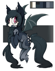 Size: 800x1018 | Tagged: safe, artist:glitterring, oc, oc only, bat pony, pony, bat pony oc, bat wings, braid, face paint, fangs, female, flying, hoof fluff, mare, reference sheet, simple background, skull, slit pupils, smiling, solo, transparent background, wings