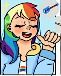 Size: 320x399 | Tagged: safe, alternate version, artist:canny__lina, rainbow dash, human, g4, clothes, female, humanized, smiling