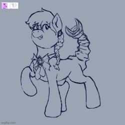 Size: 500x500 | Tagged: safe, artist:little tigress, artist:littletigressda, oc, oc:viper pit, original species, scorpion, female, lone hunter, purple coat, purple mane, scorpion tail, scorpony, sketch