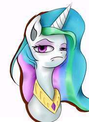 Size: 5600x7700 | Tagged: safe, artist:guatergau5, princess celestia, alicorn, pony, g4, absurd resolution, bust, crown, female, jewelry, mare, regalia, simple background, solo, white background