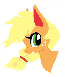 Size: 594x695 | Tagged: safe, artist:sigmapegasi, applejack, pony, g4, bust, cute, female, hatless, jackabetes, lineless, mare, missing accessory, portrait, profile, simple background, solo, straw in mouth, white background