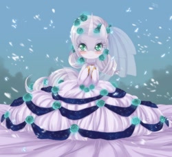 Size: 830x758 | Tagged: safe, artist:loyaldis, princess silver swirl, pony, unicorn, g2, g4, clothes, dress, flower, g2 to g4, generation leap, gown, heart eyes, jewelry, necklace, wingding eyes