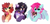 Size: 2432x1169 | Tagged: safe, artist:mirtash, oc, oc only, oc:bead trail, oc:rivibaes, earth pony, pegasus, pony, unicorn, bust, food