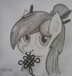 Size: 1915x2002 | Tagged: safe, artist:hsf, derpibooru exclusive, oc, oc only, oc:kina hua, dragon, hybrid, longma, pony, china, hair bun, looking at you, nation ponies, ponified, solo, traditional art